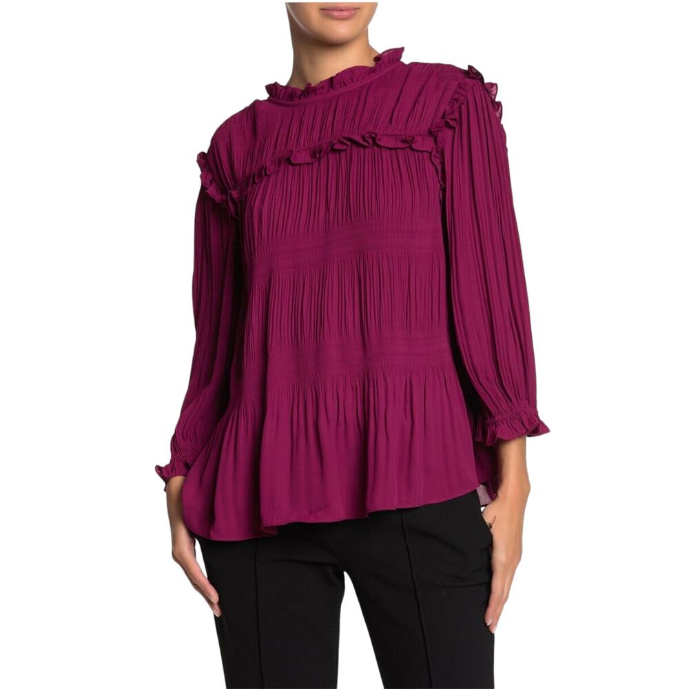 Ted Baker Deep Pink Airlie Pleated Ruffle Top